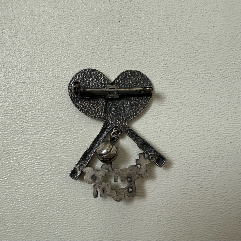 Vintage Tennis Racket Brooch Tennis Bum Rhinestone Tennis Ball Pin - Picture 3 of 5